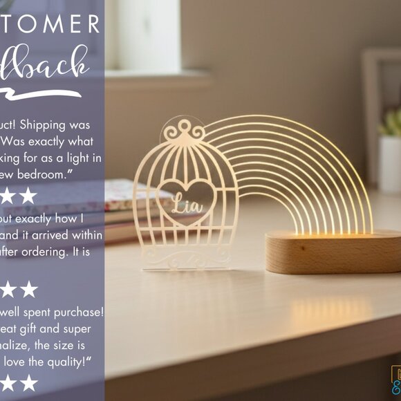 Rainbow Love Night Light – Personalized LED Nightlight - Picture 7 of 8